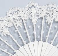 Abanico blanco de novia con tejido plumeti - Hecho en España, ideal para bodas y damas de honor - details 0