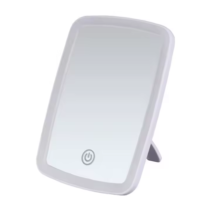Espejo De Maquillaje LED Con Base Plegable Portátil Cuadrado Toque De Pantalla Iluminación Para Viajes Espejo De Vestíbulo - 1