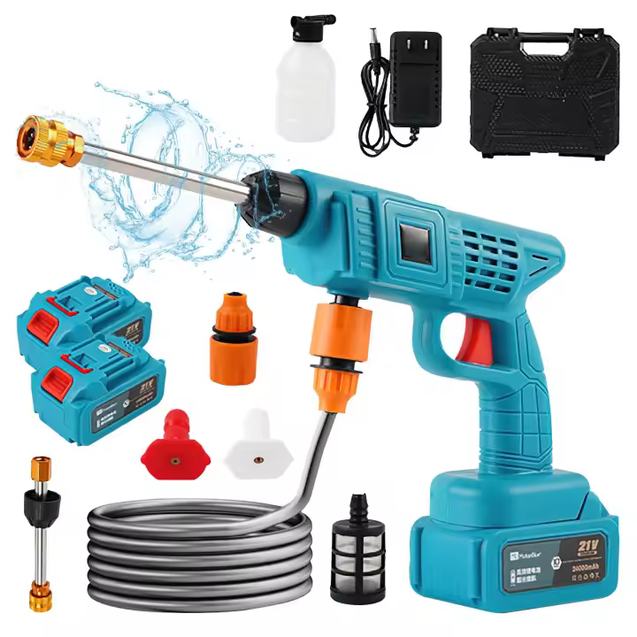 300W Lavadora de alta presión inalámbrica, pistola de agua pulverizada, boquilla de agua a presión para lavado de coches eléctrica, máquina de limpieza para batería Makit de 18V - 1