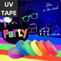 6pc Cinta Fluorescente UV Neón Para Decoración De Casas Bodas Y Fiestas En La Oscuridad Advertencia De Escaleras Tela Reacciona Al Luz Negro - details 12