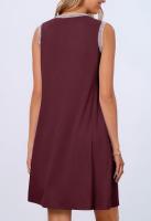 Vestido Mini Casual Sin Mangas Para Mujer Verano 2025 Estilo Suelto Cuello Redondo Decoración Sencilla Fibra Sintética - details 11