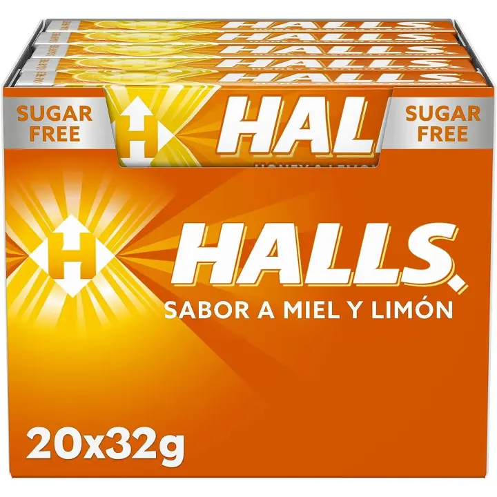 Halls Eucalipto,limon y miel,extra fuerte- original  Caramelo duro Caja con 20 Sticks de 32 g - 1