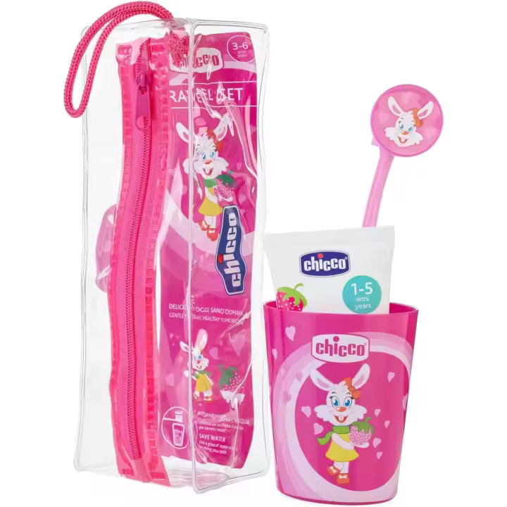 Set de Higiene Bucal Chicco para Niños de 3-6 Años - Incluye Cepillo, Pasta y Vaso - 1