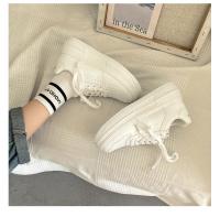 Nuevas Zapatillas De Deporte Para Mujer 2024 Cuero PU Blanco Transpirables Zapatos De Plataforma Planos Para Caminar Y Correr - details 5