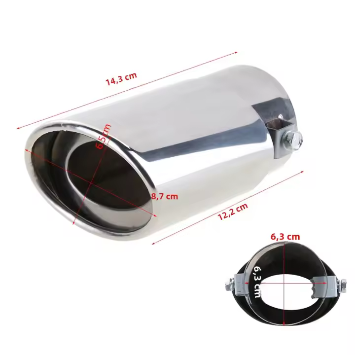 Universal Silencizador De Escape Para Coche Tubo De Escape Polvo De Acero Inoxidable Tamaño Aproximado 145mm Color Cromo - 1
