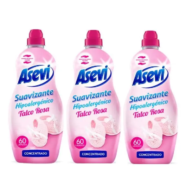 SUAVIZANTE HIPOALERGENICO TALCO ROSA ASEVI - PACK3 BOTELLAS 180 LAVADOS - 1