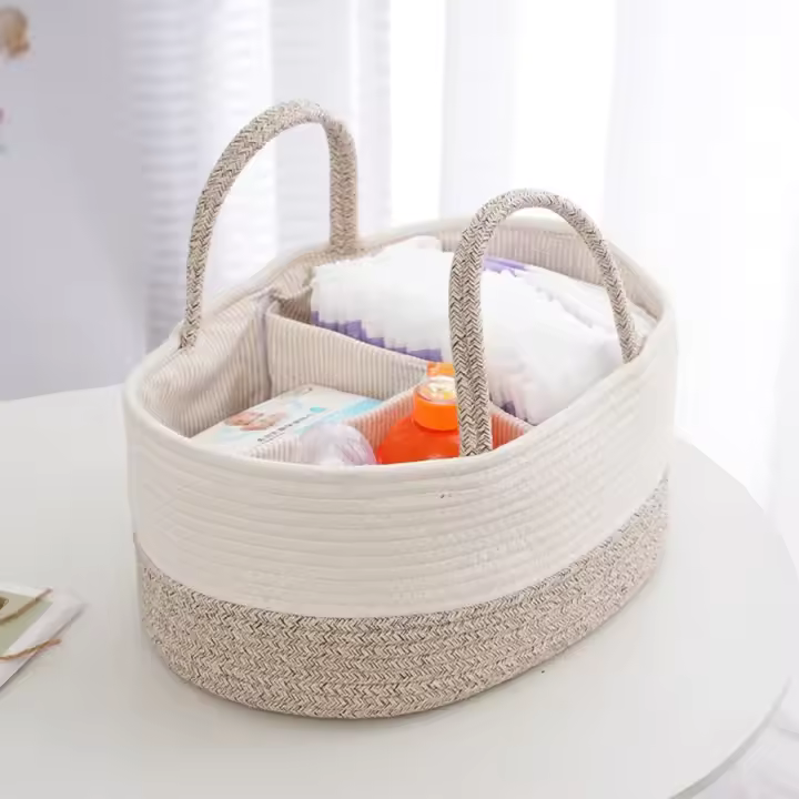 Bolsa Multifuncional Para Mamá Almacenamiento Portátil De Pañales Y Botellas De Alimentación Cesta De Algodón Para Viajes - 1