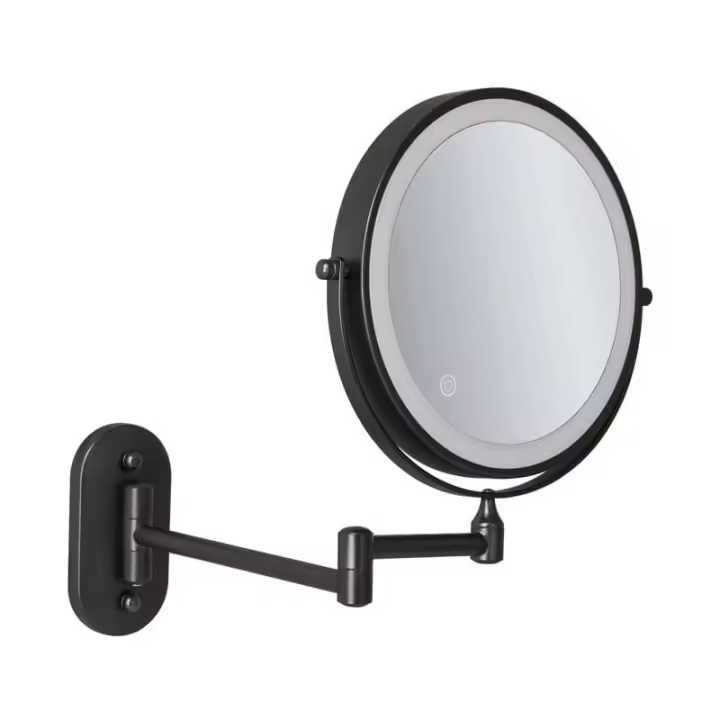 Aumento LED para espejo de pared de 8'', recargable por USB con 1X/7X, negro - 1