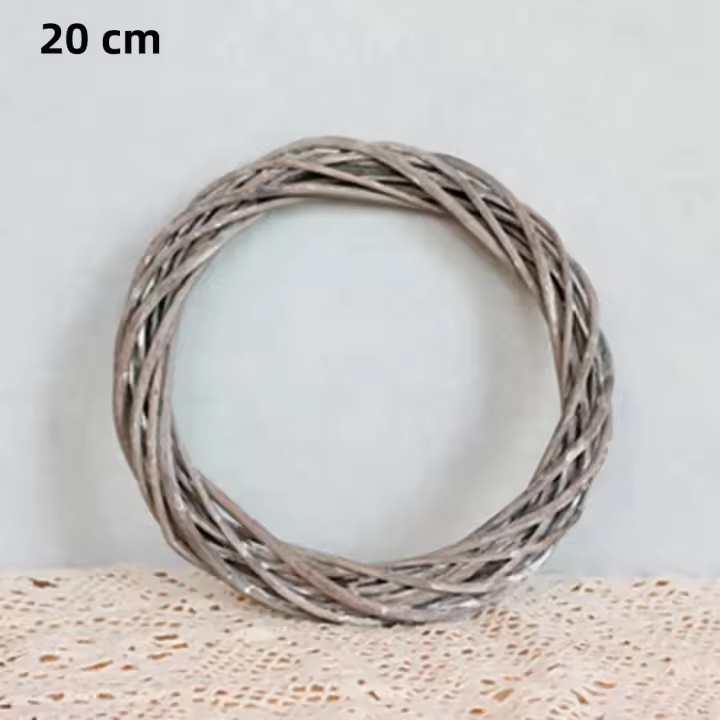 Anillo De Rattan 20/25/30CM Coronación De Valla De Paja Con Flores Artificiales Y Plantas Secas Para Decoración De Fiesta Boda Navidad - 1