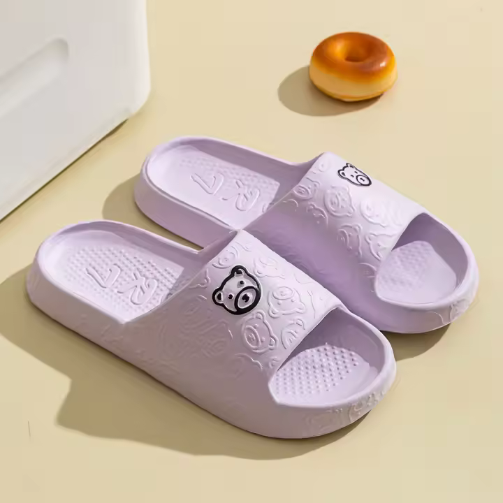 Zapatillas De Verano Para Mujer Interior Suaves Y Antideslizantes Con Estampado De Oso Lindo Cómodas Para Dormitorio Y Hogar - 1