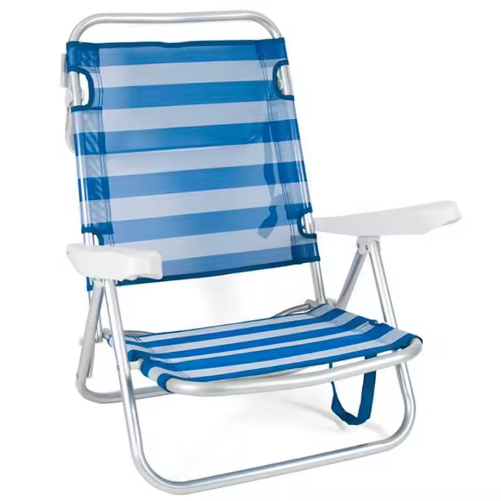 Silla de playa Ariel reclinable/plegable estampado a rayas azul/blanco 108x60x78 cm - 1