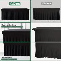 Mantel Rectangular De 6ft Con Falda De Poliéster Ajustable Negro Cubierta De Mesa De Spandex Para Mesa De 6 Pies - details 3