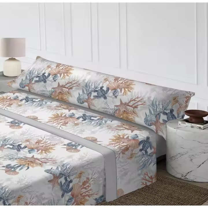 ILOVEHOME - Juego de Sábanas de Verano 3 piezas(sábana bajera, funda de almohada y sábana encimera) para cama 90,105,135,150, Diseño Estampado,Tacto Saten, Acabado Suavidad DELUXE, No hace bolitas, Tejido 100% microfibra - 1