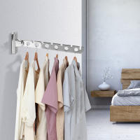 Estante De Secado De Ropa Montado En La Pared Acero Inoxidable Con 6 Agujeros Organizador Espacioso Para El Hogar Plegable - details 4