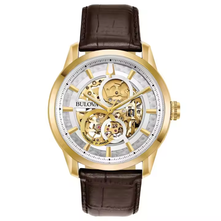 Reloj Bulova 97A138 Hombre – Acero, Chapado Oro, Mecánico, 3 agujas - 1
