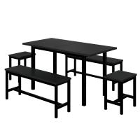Juego de Comedor 5 Piezas (1 Mesa Retráctila + 4 Sillas Negro) - Mesa Flexible 120-160x70cm, Capacidad para 6 Personas, Diseño Multitractile - details 0
