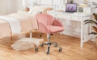 Silla Escritorio, Silla Oficina Giratoria, con Respaldo Amplio, Base Metalica con Ruedas, Terciopelo, para Oficina Estudio y Salon, Rosa - details 0