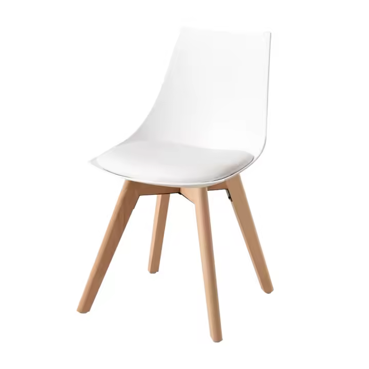ORION91 Silla ALFA Acolchado Color Blanco Patas Madera de Haya 48x55x78cm Comedor Oficina Salón Teletrabajo Cocina - SpazioLuzio - 1