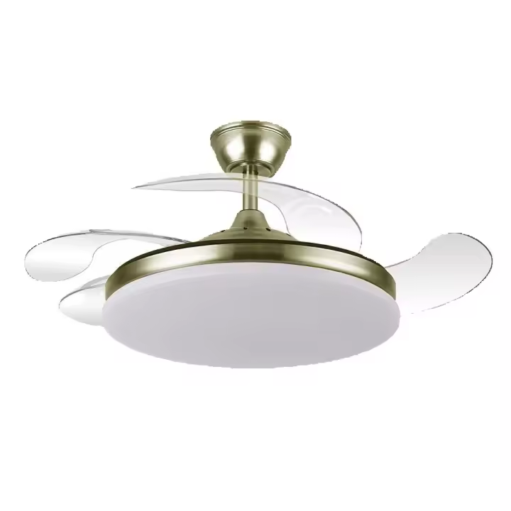FABRILAMP - Ventilador Dc Tridente 59w Cuero 4aspas Desp 107d 6980lm Reg.intensidad Remoto+temporizador+memoria 3000-4000-6000k - 1