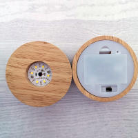 Soporte De Madera Redondo Para Luz LED 8cm Base De Tabla Nocturna Lámpara 3D Portador De Arte Ornamentos De Cristal Resina - details 1