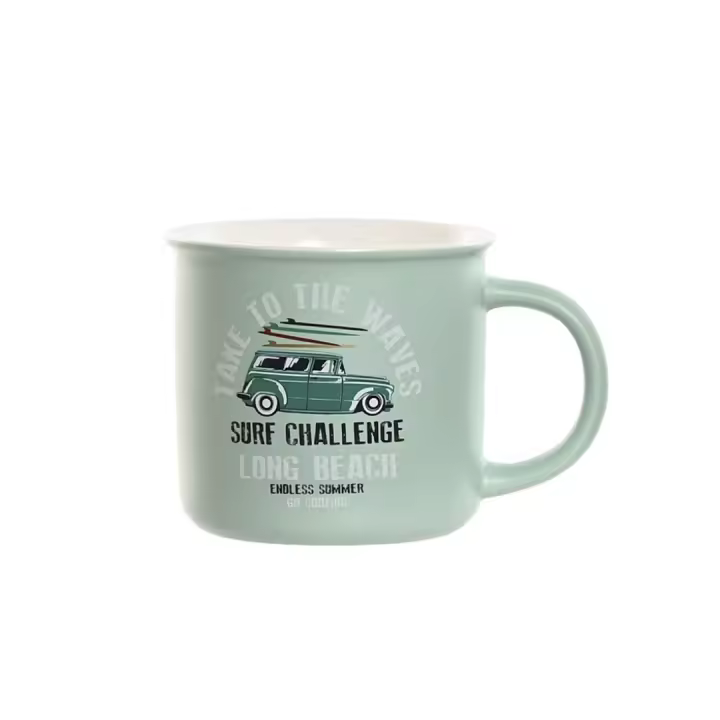 Set de tazas de Porcelana Estilo Vintage, Diseño de Coche Clásico, Capacidad de 380 ml, Tamaño 10.5 x 9 x 9.3 cm, Ideal para Café o Té, Perfecta para Uso Diario, Regalos o Decoración de Hogar y Oficina - 1