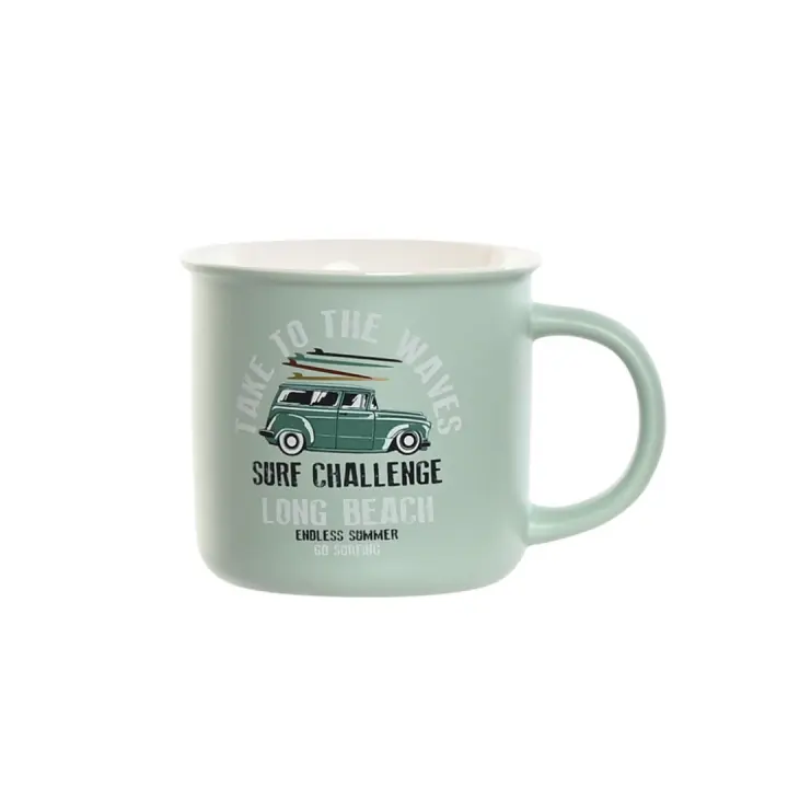 Set de tazas de Porcelana Estilo Vintage, Diseño de Coche Clásico, Capacidad de 380 ml, Tamaño 10.5 x 9 x 9.3 cm, Ideal para Café o Té, Perfecta para Uso Diario, Regalos o Decoración de Hogar y Oficina - 1