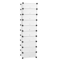 Organizador de zapatos modular, color blanco o negro, zapatero elegante con 10 estantes ajustables, apilable, con puerta - details 0