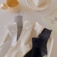 Calcetines De Algodón Para Mujer Estilo Japonés Y Coreano De Color Sólido Negro Blanco Gris Calcetines Largos De Escuela - details 7
