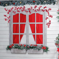 Vine Artificial De Frutas Rojas 72 Cabezas 1.95m Para Decoración Navideña En Casa Suministros De Fiesta Fondo De Pared Guirnalda De Navidad - details 2