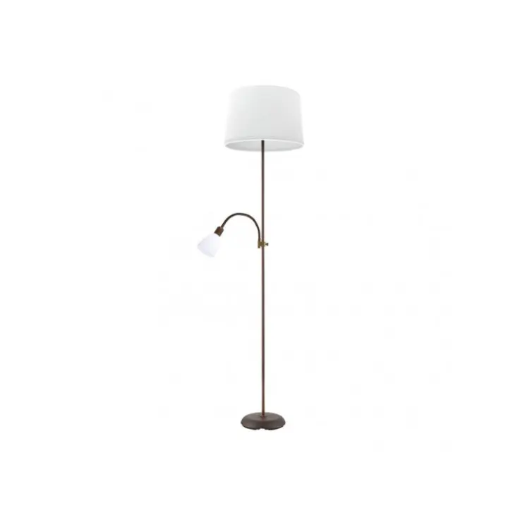 Fabrilamp - Pie De Salon Rilon 1xe27+1xe14 C/lector Marron  Pantalla Blanca 175,5x40x40 Cm - 1