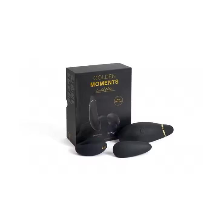 Belover Edición Limitada Golden Moments Collection - Womanizer Premium & We Vibe Chorus - Estimulador de Clítoris y Vibrador para Parejas - Elegante Color Negro - 1