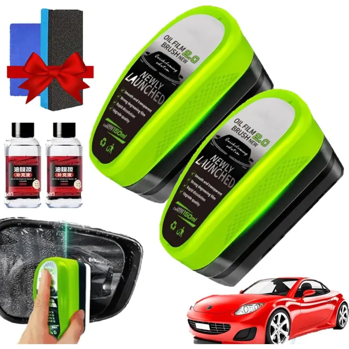 Cepillo limpiador de película de aceite automotriz Hoamie, limpiador de vidrios Boministore, limpiador de vidrios Jetdryshop Clear Vision, removedor de película de aceite para parabrisas de autos, revestimiento hidrofóbico (2 piezas) - 1