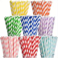 Paquete De 200 Straws De Papel Biodegradables Colores Arcoíris De Alta Calidad Para Smoothies Fiestas De Cumpleaños Bodas Decoraciones - details 0