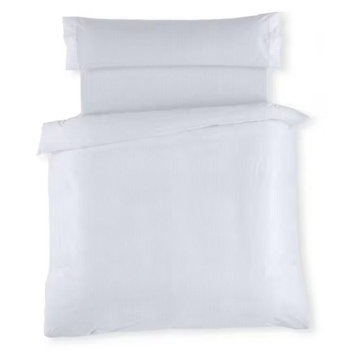 Juego de FUNDA NORDICA de satén efecto listado - Cama de 105 (3 piezas) - 100% algodón - 300 hilos. Gramage: 118 - Fijalo - 1