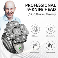 Kit De Aseo Para Hombres Cuchilla Eléctrica 9 Cuchillas Cabeza Flotante Recargable USB 6 En 1 Afeitadora Multifuncional Seco/Húmedo - details 0
