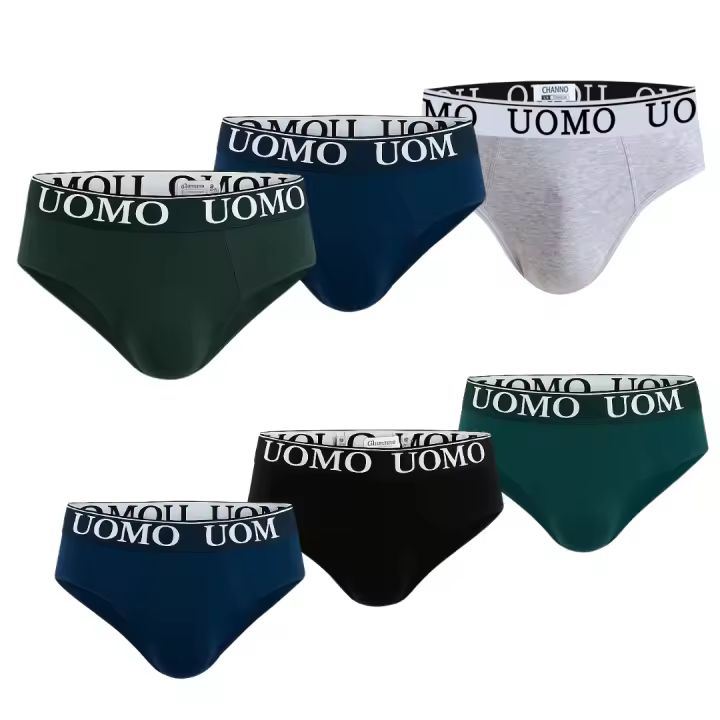 Calzoncillos Slip para Hombre UOMO, Pack 6 o 12 Unidades de Ropa Interior Cómoda en Algodón Suave, Transpirable y Elástico, Diseño Plano sin Rozaduras, Ideal para Uso Diario y Deporte - 1