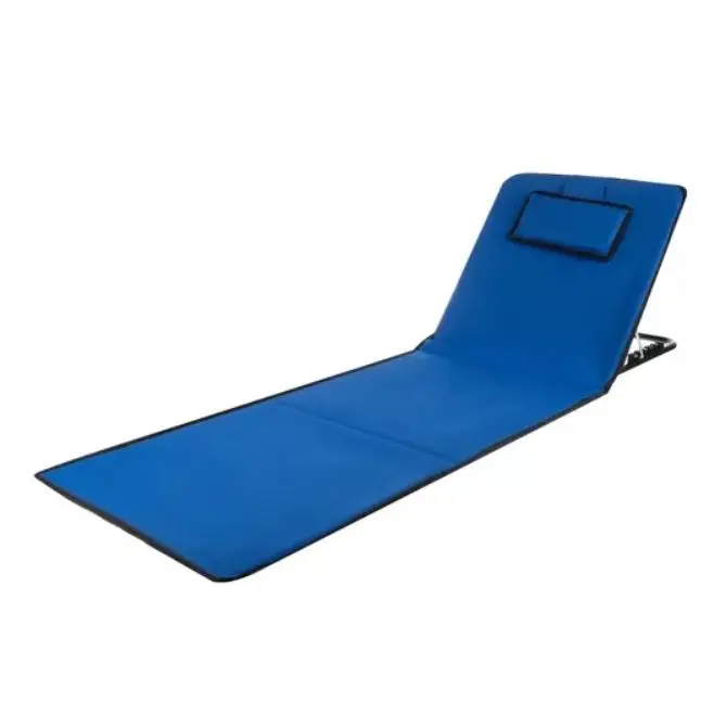 Esterilla de playa con almohada plegable – azul – Esterilla de descanso con respaldo ajustable – Tumbona de jardín – Esterilla para jardín, camping, picnic, viajes, vacaciones - 1