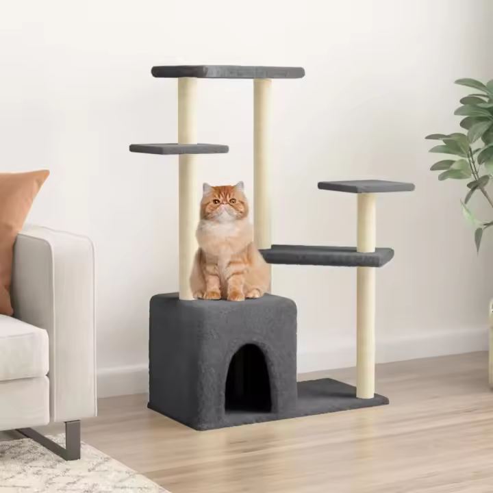 vidaXL Rascador para Gatos con Postes de Sisal Árbol Torre de Escalada Color Crema,  Gris claro,  Gris oscuro y mas - 1