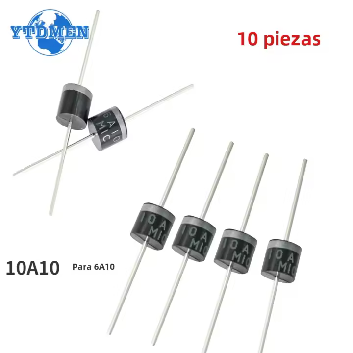Kit De 10 Piezas De Diodos Rectificadores DO-27 6A 10A 1000V Diodo Axial Eléctrico Conjunto De Diodos Rectificadores - 1