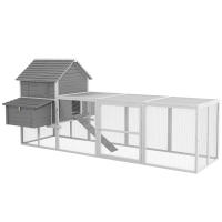 PawHut Gallinero Grande de Madera 310,5x149,5x149 cm Jaula para 4-6 Gallinas Gallinero con 2 Ventanas Puertas Nido Bandeja Extraíble y Rampa para Exterior Gris - details 0