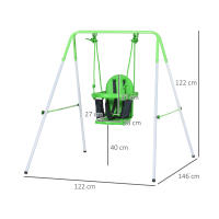 Outsunny Columpio Infantil de Acero Columpio para Niños de 6-36 Meses con Respaldo y Cinturón de Seguridad para Interiores y Exteriores Carga Máx. 25 kg 122x146x122 cm Verde - details 2