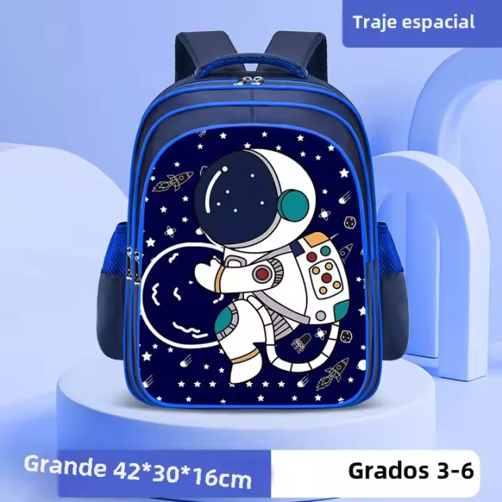 Mochila Espaceman Para Niños Con Diseño Reflejo Y Sillín De Alivio De Presión Astronauta Bolsa Escolar Para Niños Material Oxford Y Nylon - 1