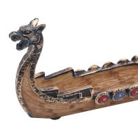Porta Incienso Dragon Boote Hecho a Mano Adorno Ornamental Retro Diseño Tradicional Decoración Para El Hogar Material Resina - details 3