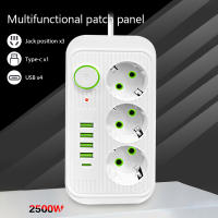 Cable De Extensión Eléctrico Con 3 Salidas De Corriente AC Y 4 USB 1 Tipo C Filtro De Red Alta Velocidad Adaptador De Carga Rápida Enchufe Europeo - details 0