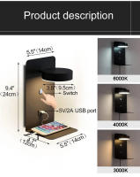 Lámpara De Pared LED Para Interior Con Cargador USB Y Interruptor Para Dormitorio Luz De Lectura Al Borde Del Cama Decoración Para Sala De Estar - details 4