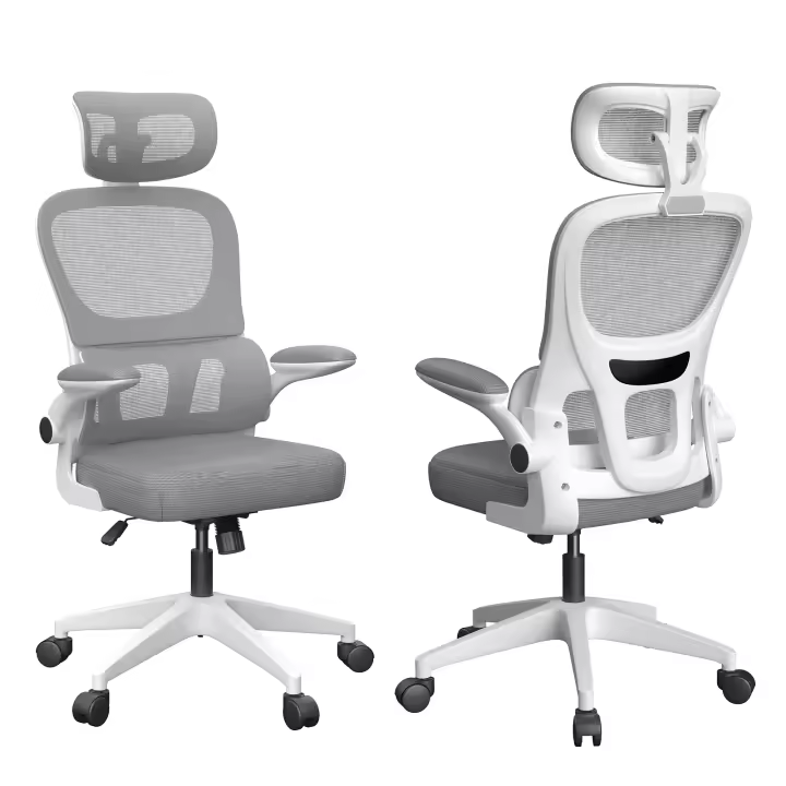 Silla de oficina ergonómica con reposacabezas ajustable, reposabrazos, soporte lumbar y función de balanceo hasta 200 kg - 1