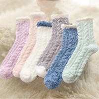 6 Pares De Calcetines De Piel De Coral Gruesa Para Mujer Medio Tobillo Para Otoño E Invierno Cómodos Y Suaves Para Dormir - details 3