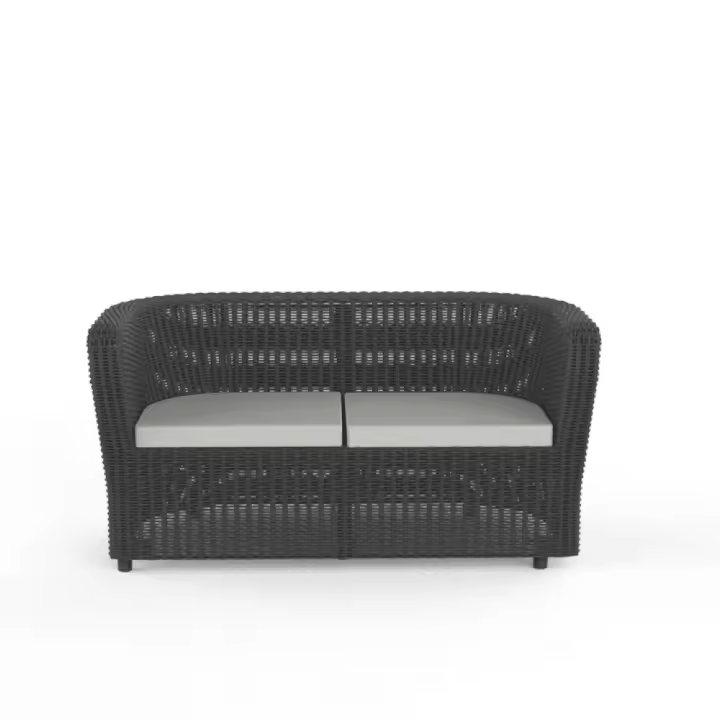 SP Berner - Sofá de Jardín y Terraza Nova Color Grafito- Sofá de 2 Plazas con Cojines - 137,8 x 68,2 x 70,6 cm - Fabricado en España con Plástico Reciclado - 1