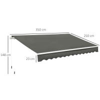 Outsunny Toldo Manual Retráctil 350x250 cm Toldo para Balcón con Manivela de Metal Impermeable y Anti-UV Toldo Enrollable de Exterior para Jardín Terraza Ventanas - details 2