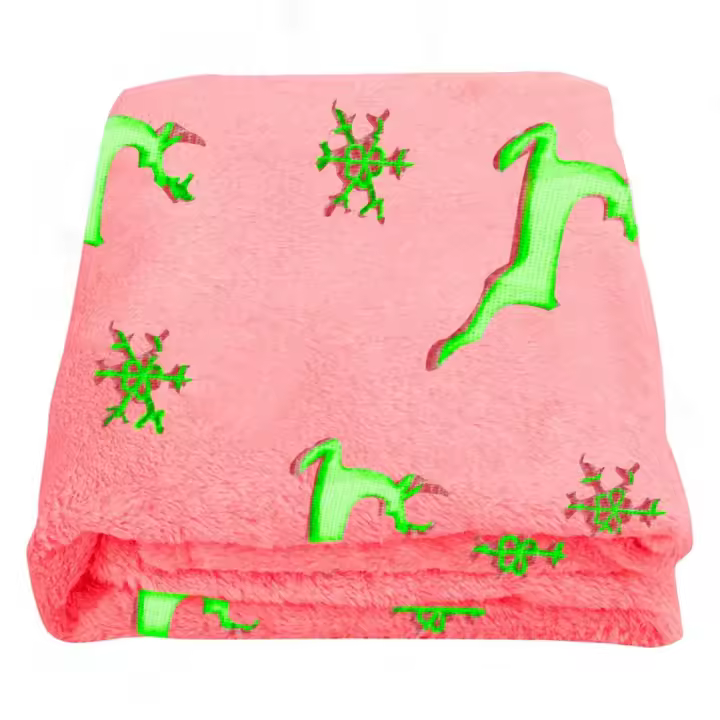 Mediawavestore - Manta Mágica Infantil Polar con Renos Fluorescentes Rojos - 1